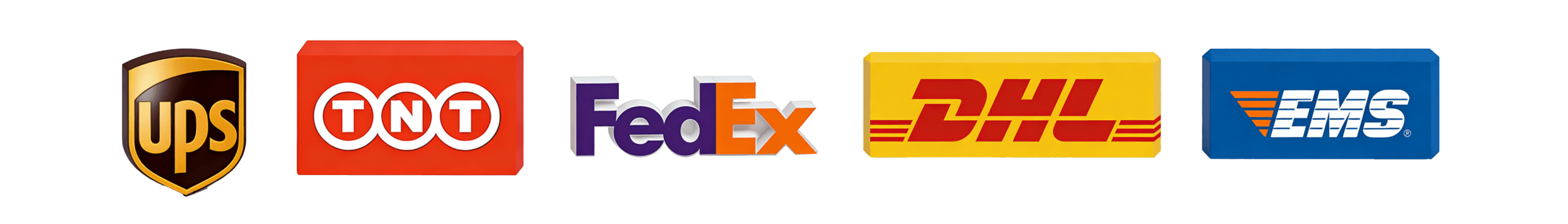 International shipping partners for Retay Sign including UPS, FedEx, DHL, TNT, and EMS