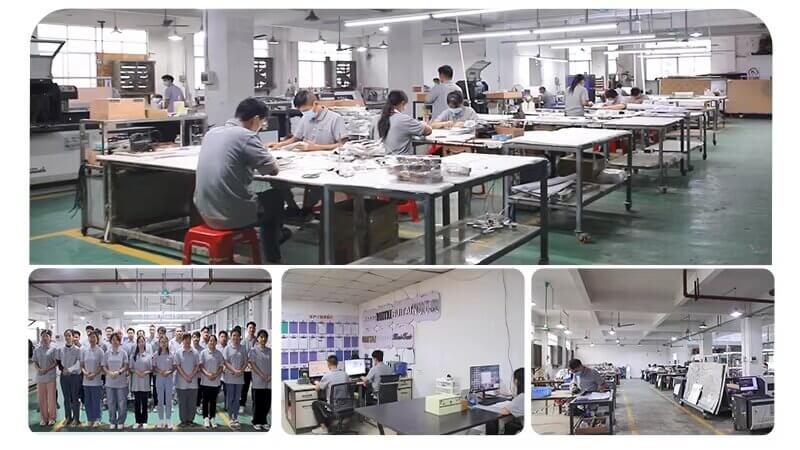 Panoramic view of Retay·sign’s professional signage manufacturing facility showing organized production lines for channel letters and illuminated signs.