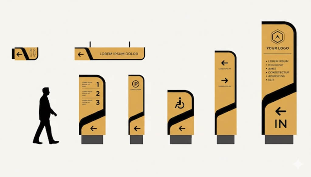 Wayfinding and directional signage system for commercial and public spaces