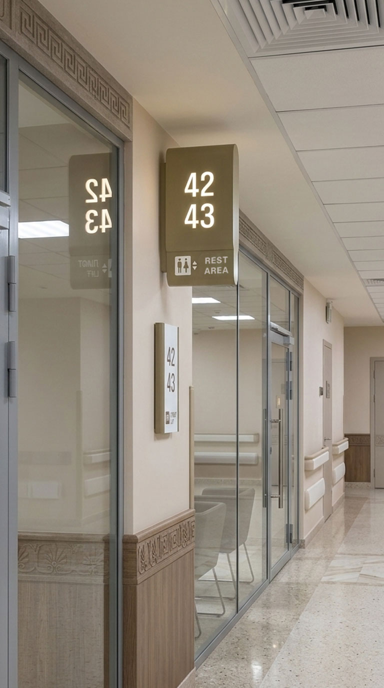 Custom outdoor projecting light box sign, featuring a minimalist and modern commercial design.