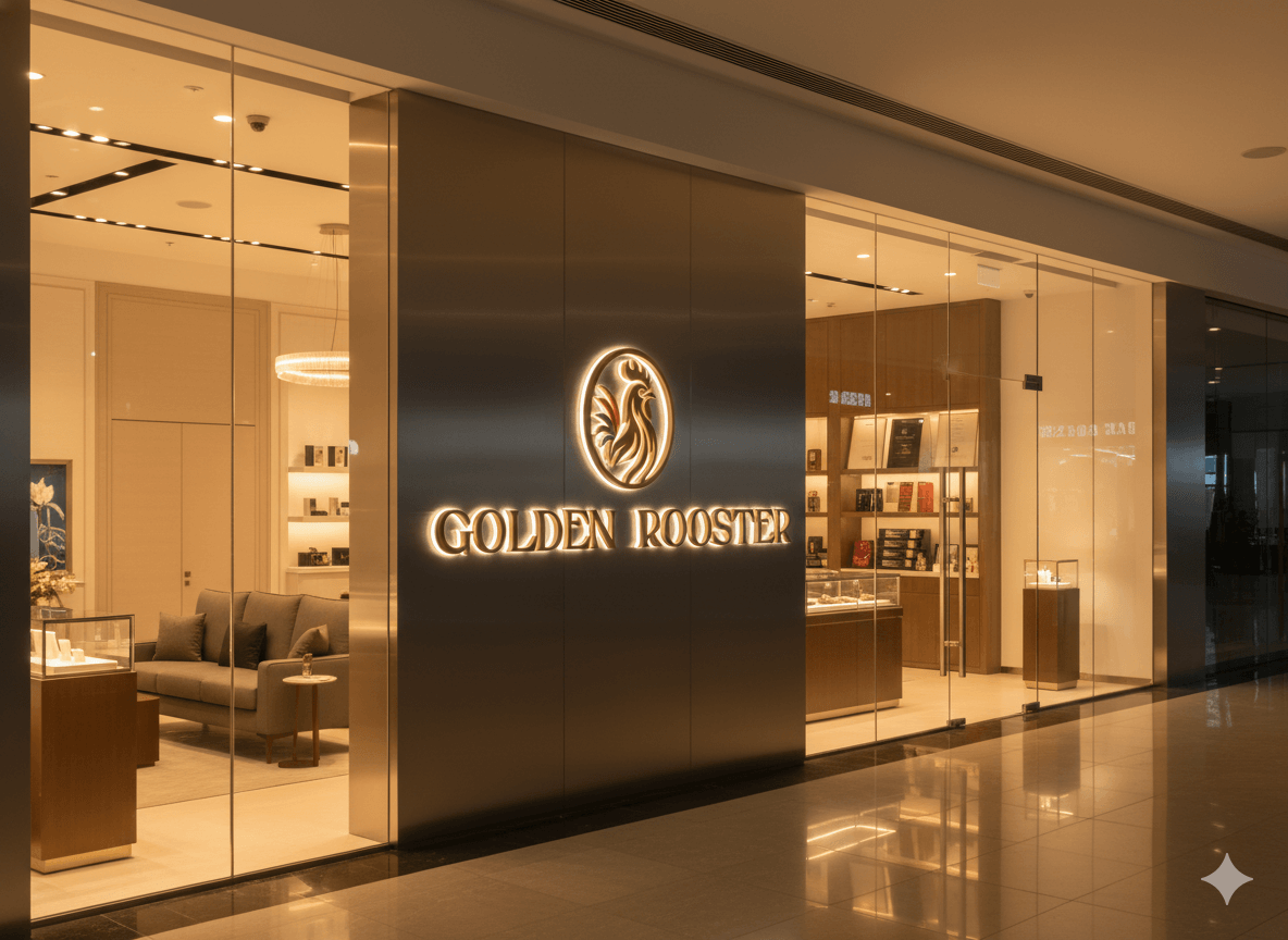 Custom outdoor projecting light box sign, featuring a minimalist and modern commercial design.