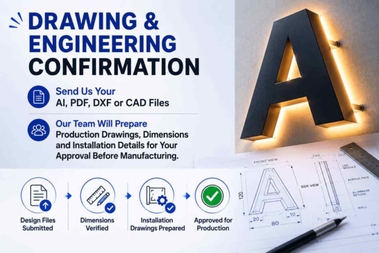 Drawing approval step in signage lead time production capacity planning