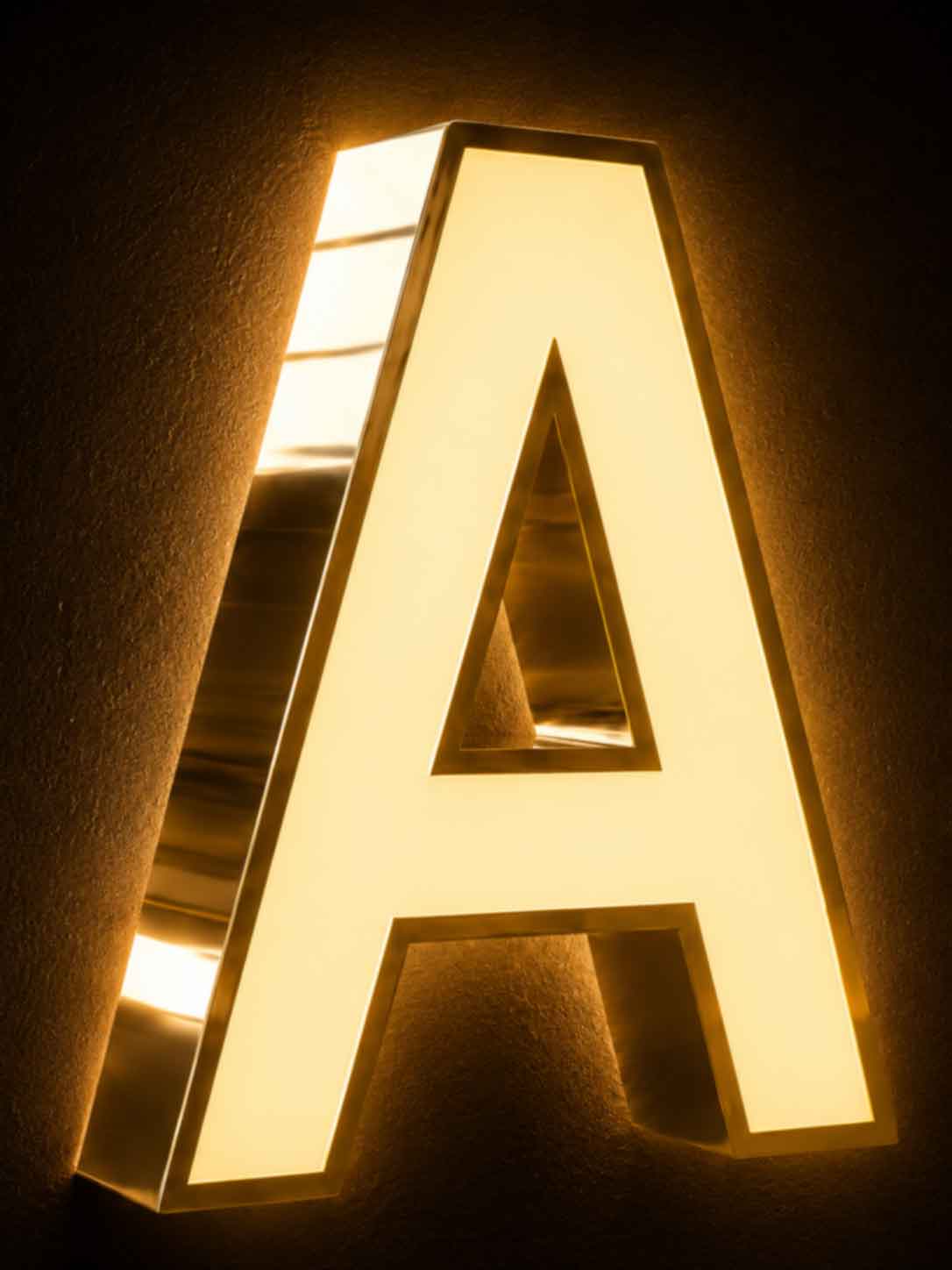 10000K cool white front lit channel letter A