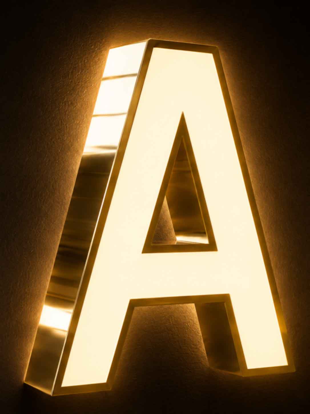10000K cool white front lit channel letter A