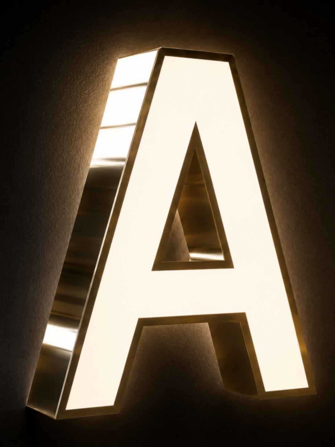10000K cool white front lit channel letter A