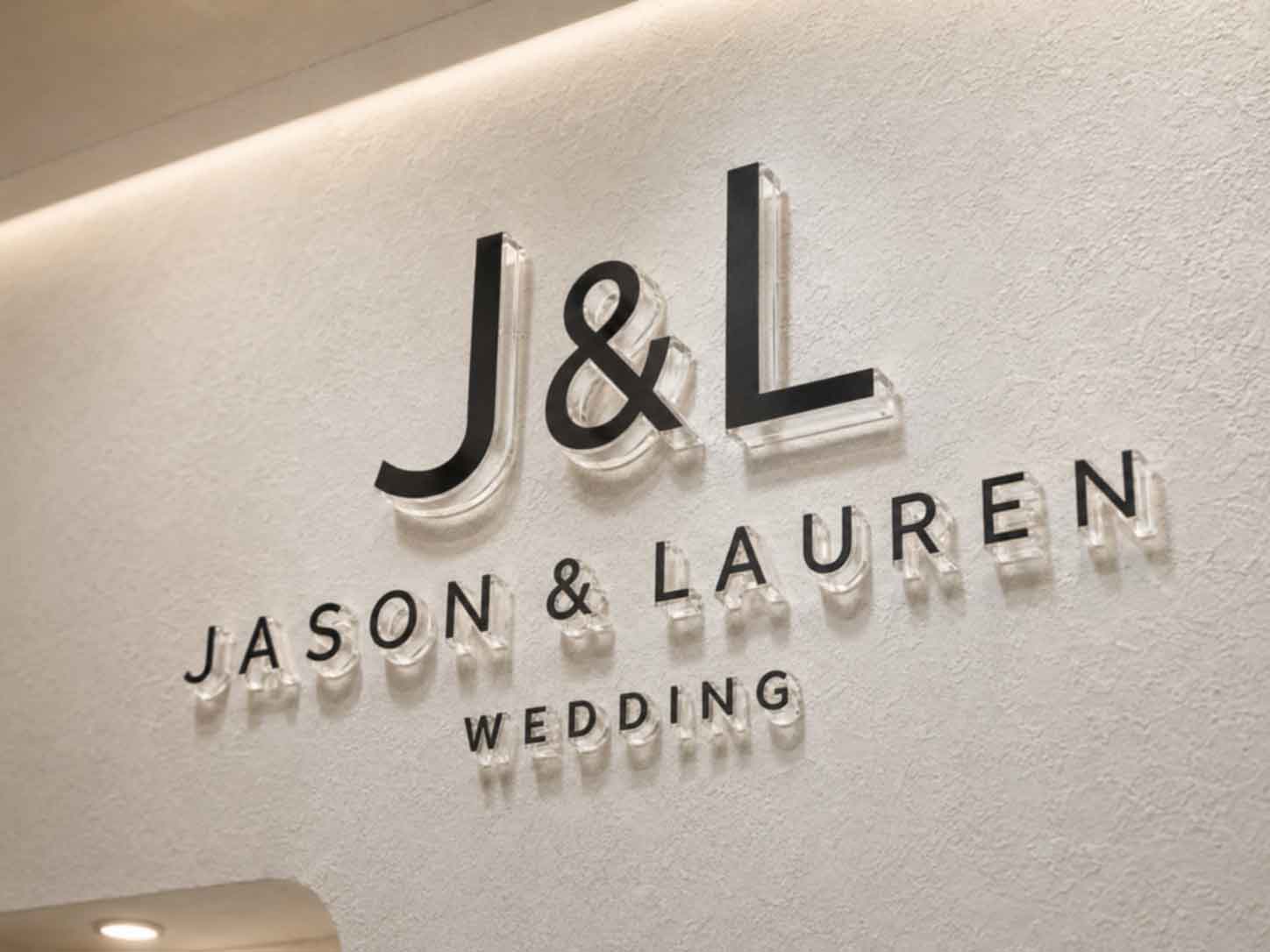 Custom Non Illuminated Letters made from acrylic for wedding studio wall logo