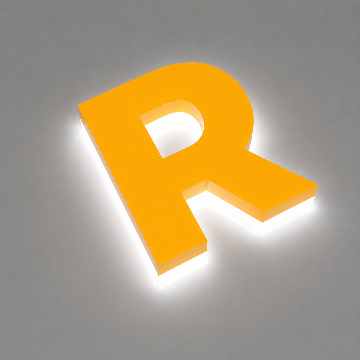 backlit channel letters r led halo lit yellow acrylic stainless steel