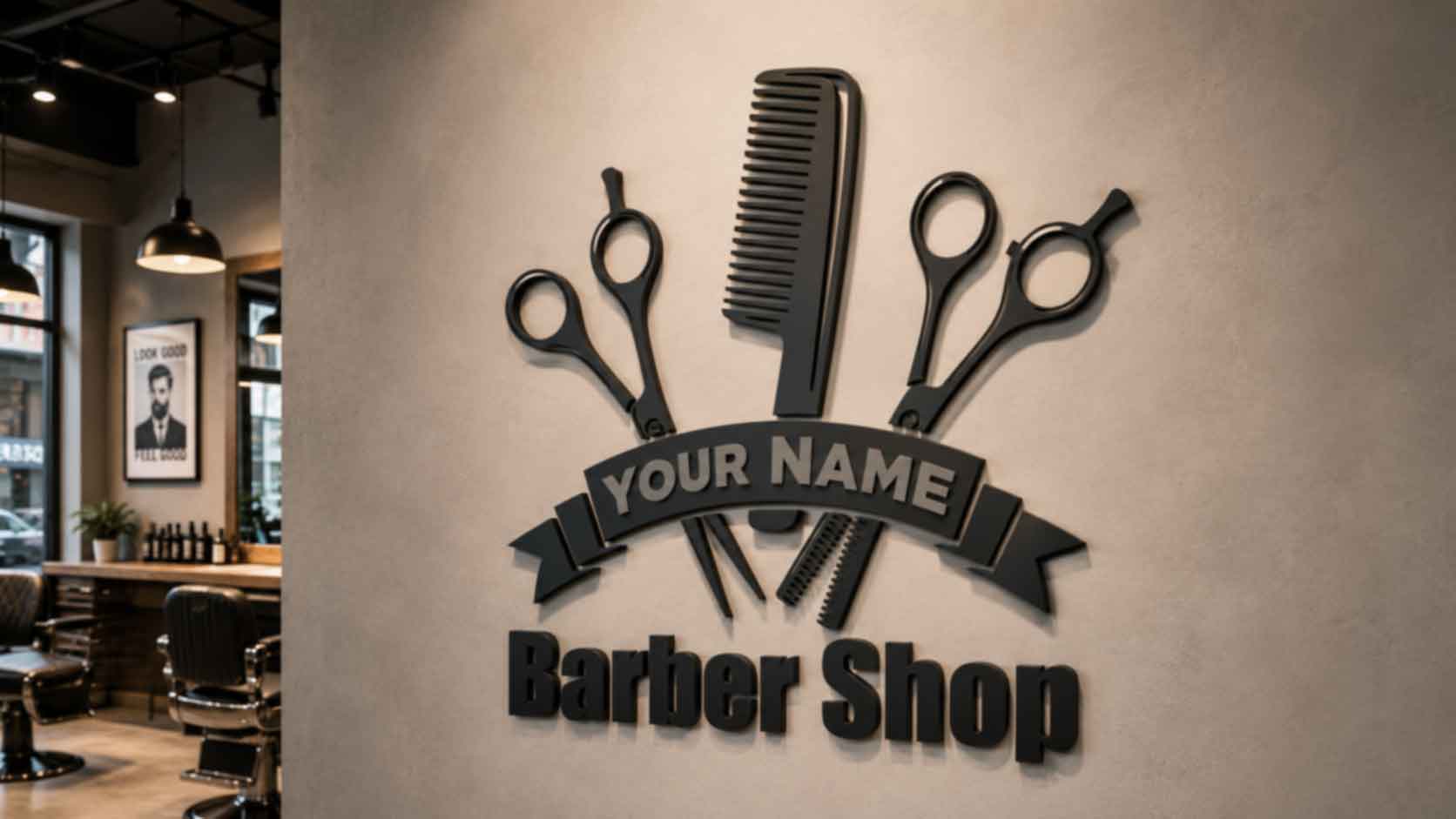 Custom Non Illuminated Letters for barber shop logo wall