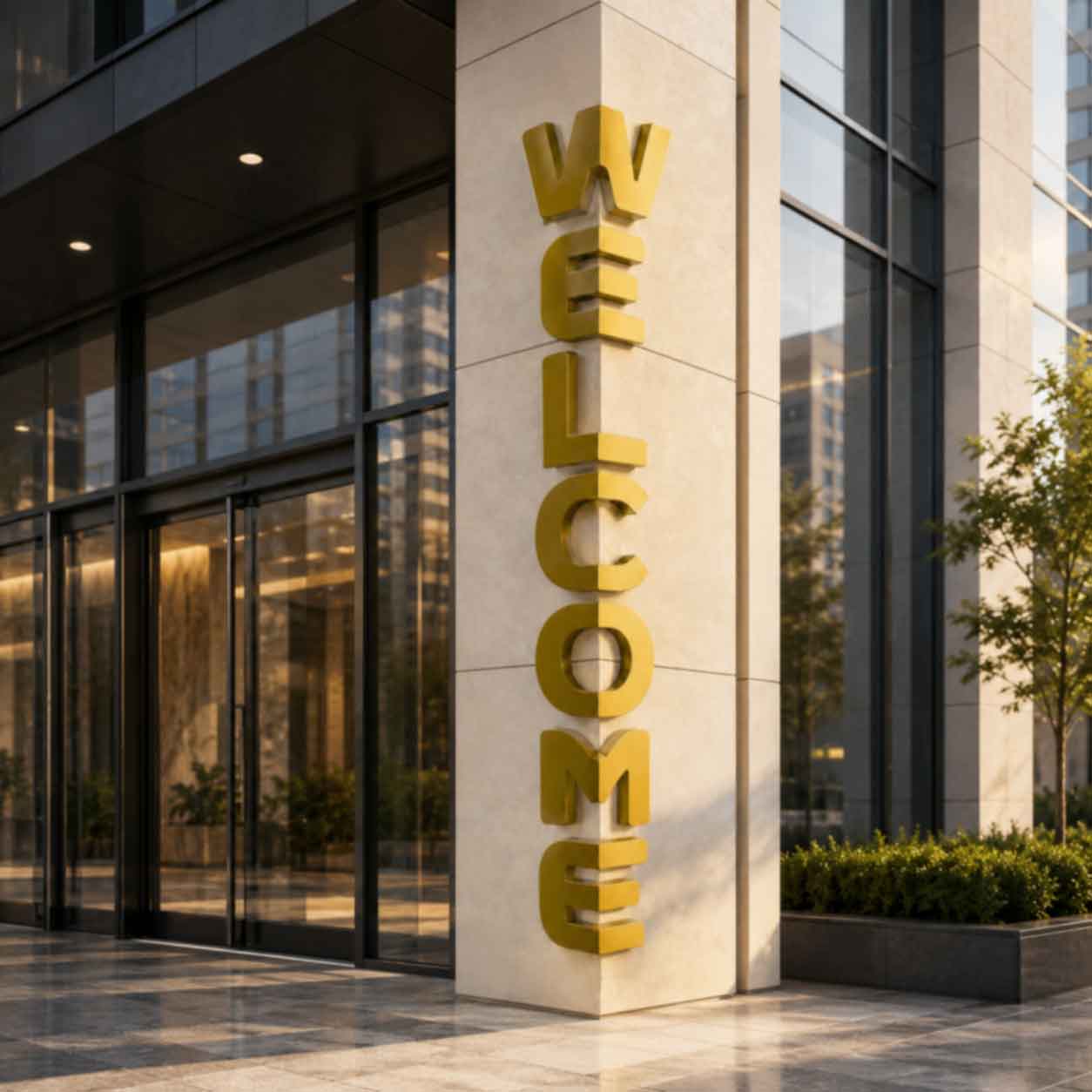 Custom Non Illuminated Letters for commercial building entrance sign