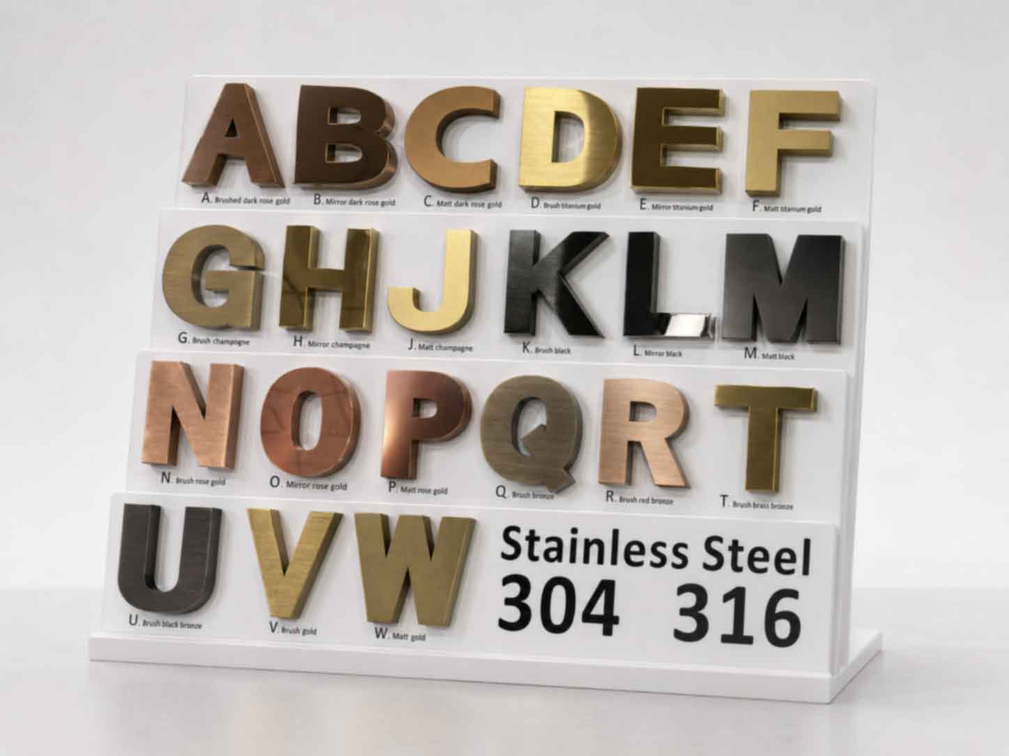 Custom Non Illuminated Letters in polished stainless steel finish