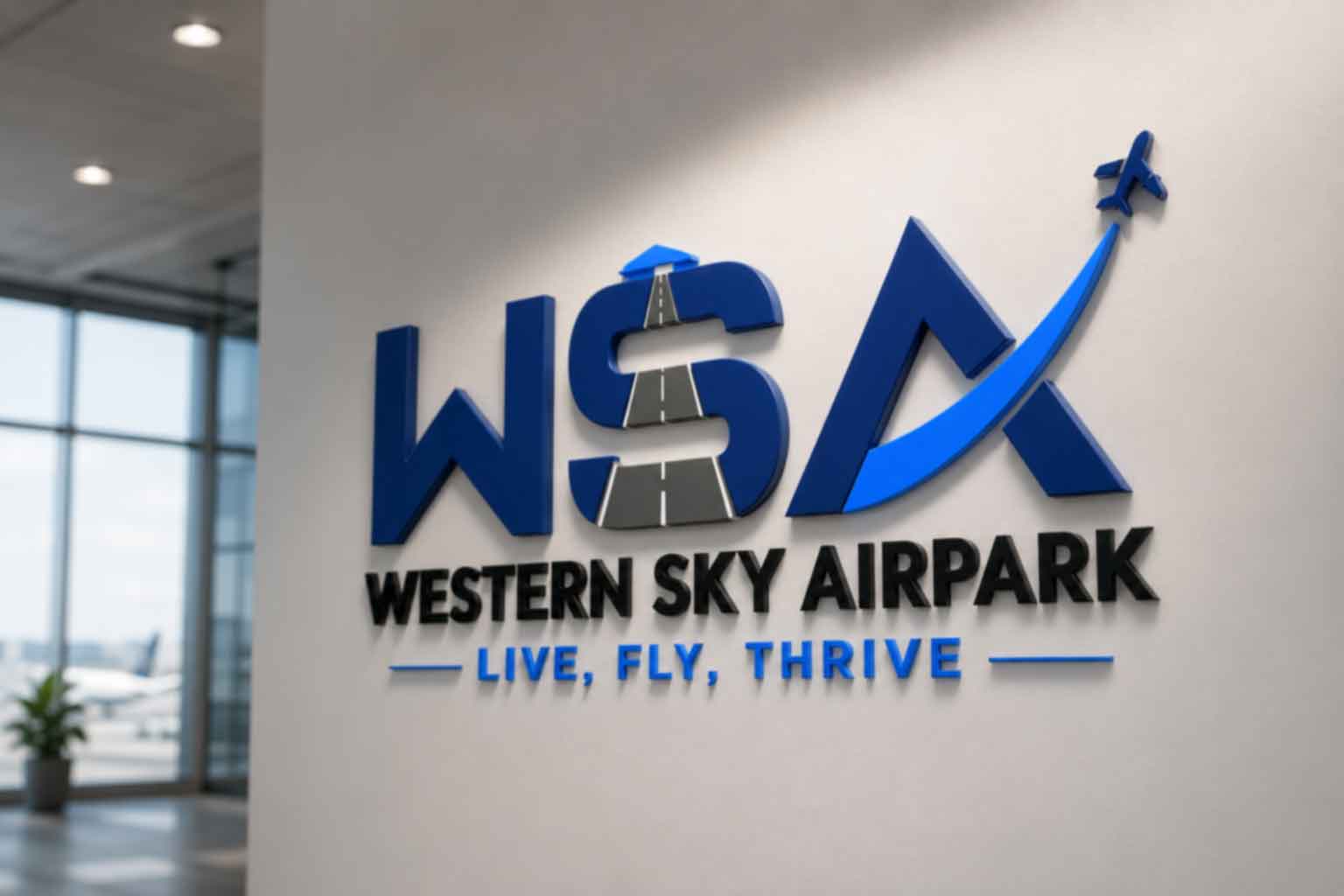 Custom Non Illuminated Letters made from PVC for airport wall logo sign