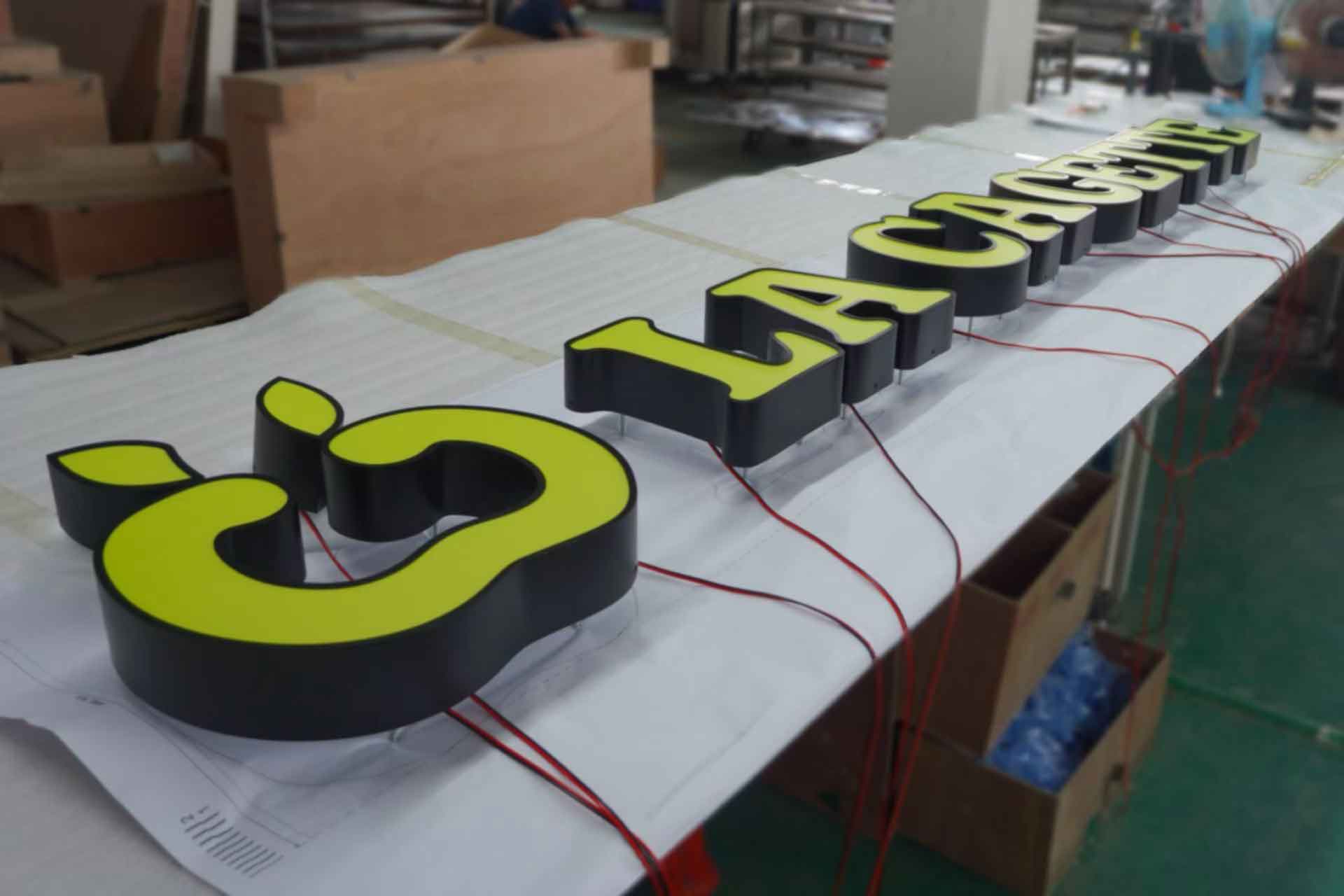 Front Lit Channel Letters custom manufactured for a commercial storefront signage project.