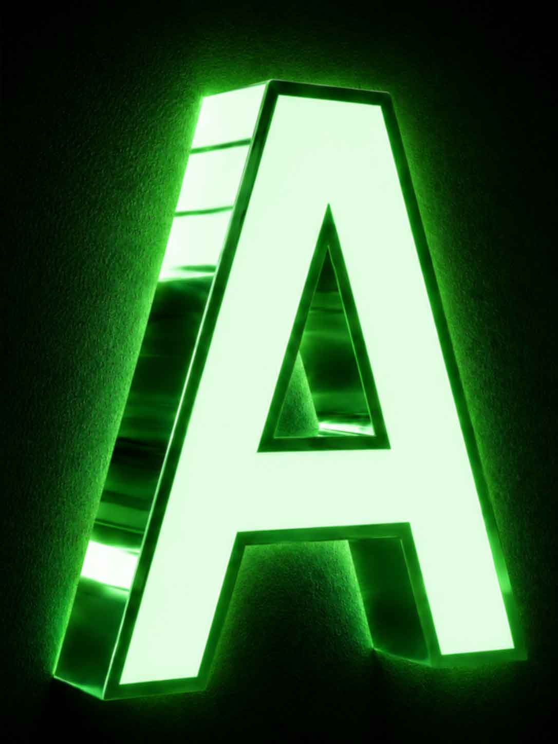 10000K cool white front lit channel letter A