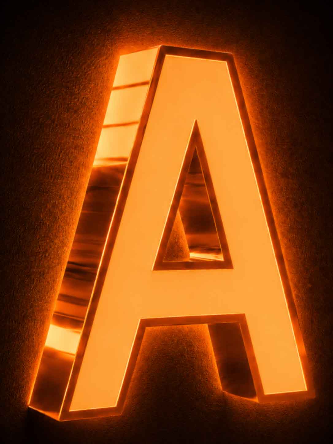 10000K cool white front lit channel letter A