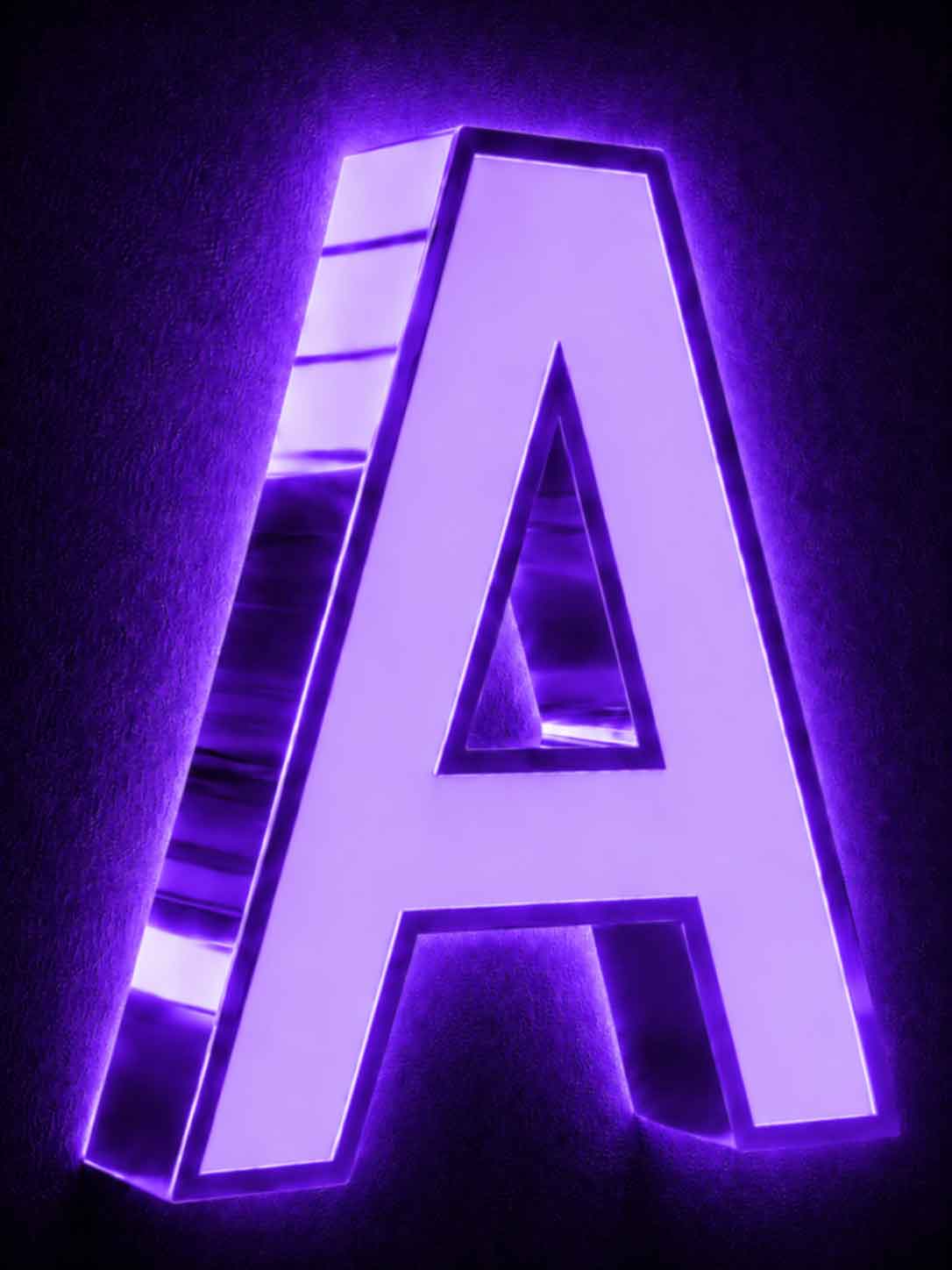 10000K cool white front lit channel letter A