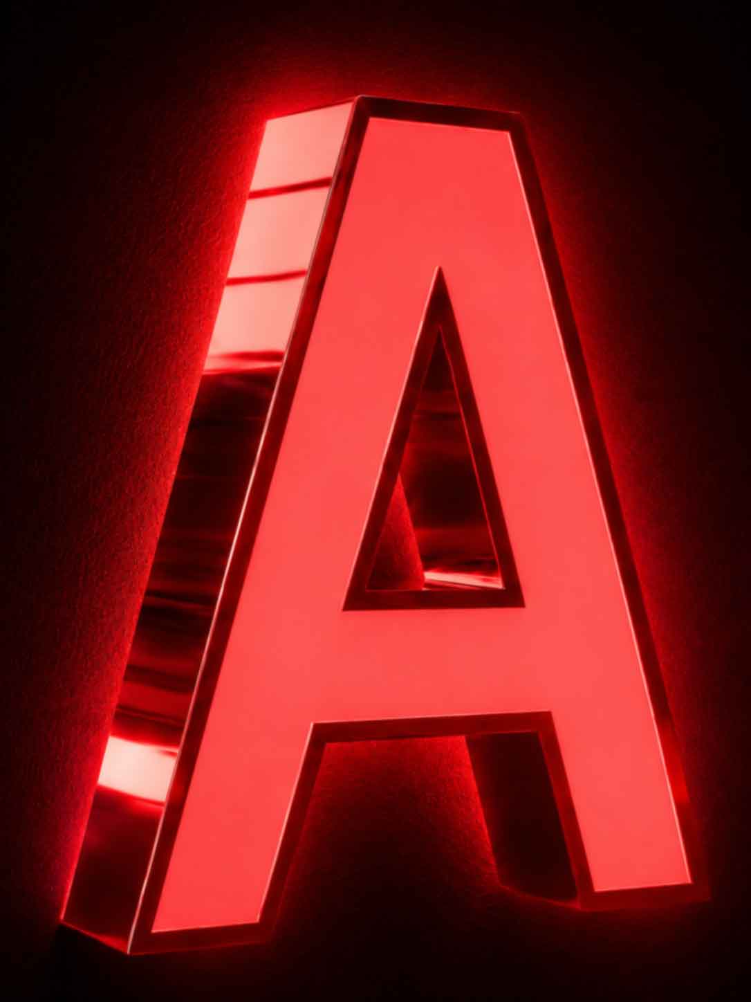 10000K cool white front lit channel letter A