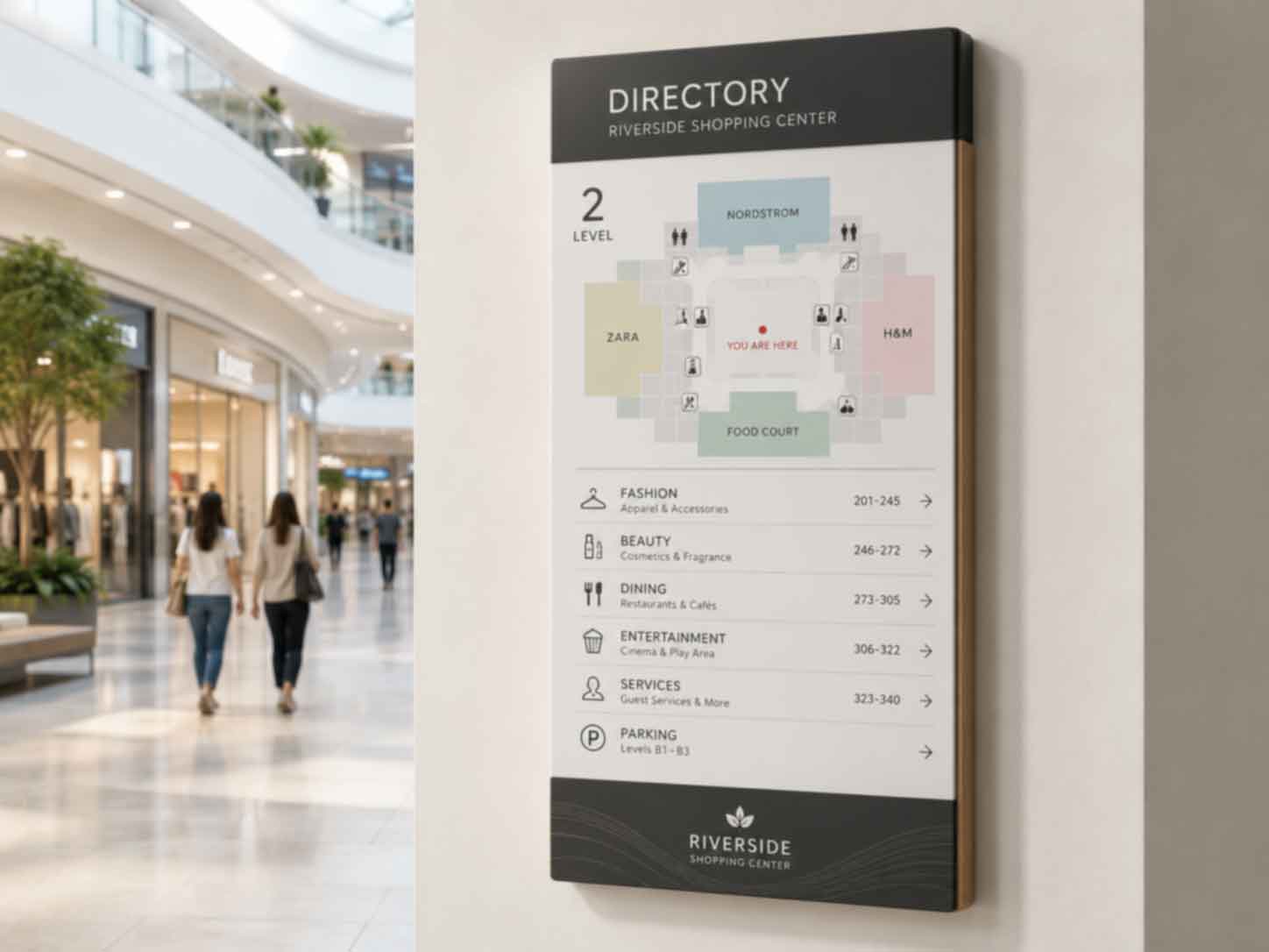 Wayfinding Signs & Signage 17 Premium 3D green LED illuminated hotel signage with polished gold metal housing, designed for luxury indoor branding and hospitality wayfinding.