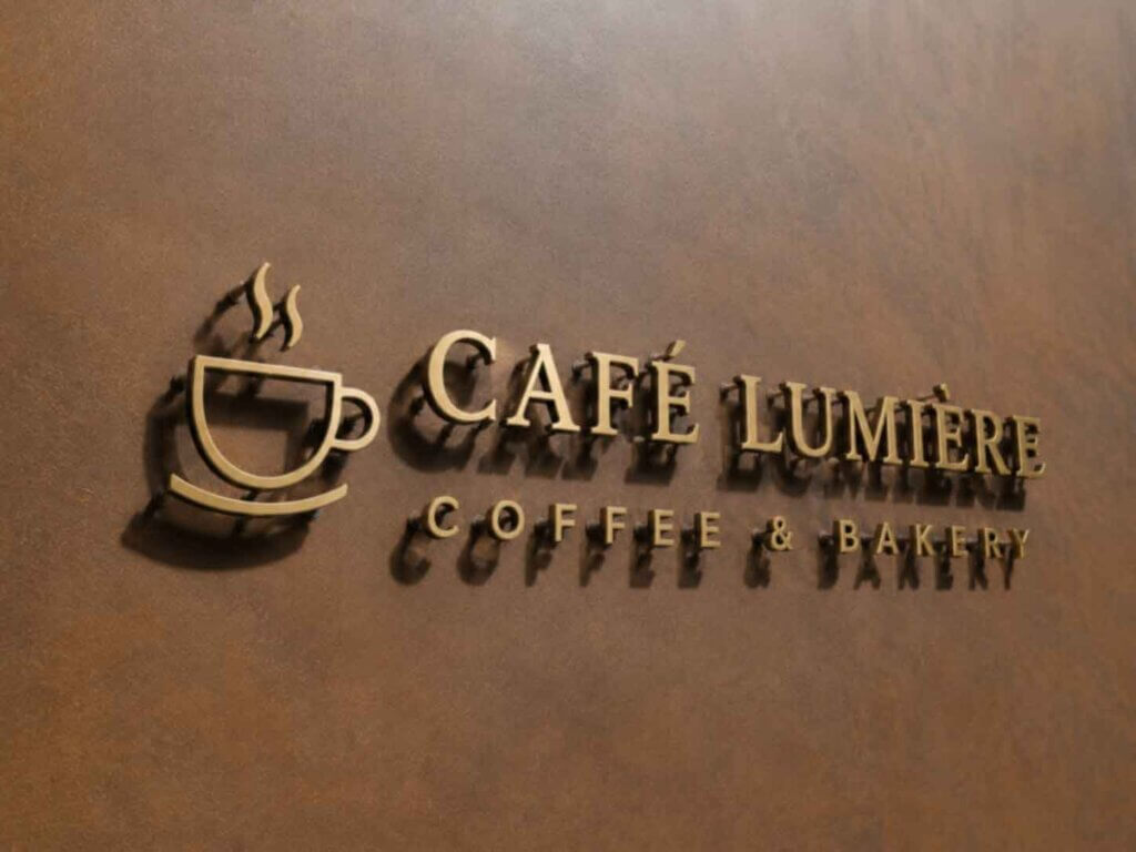 Custom Non Illuminated Letters made from solid metal for cafe wall logo sign