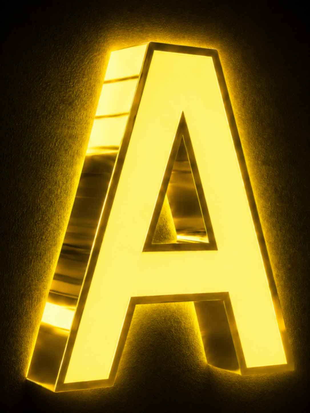 10000K cool white front lit channel letter A